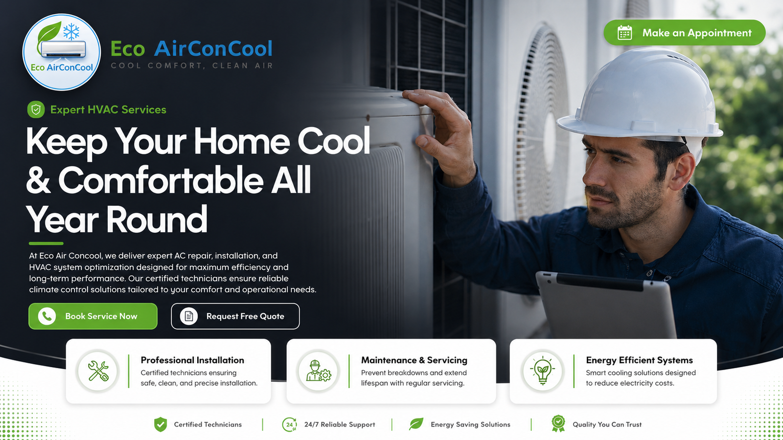 Eco Air Concool HVAC Services Website
